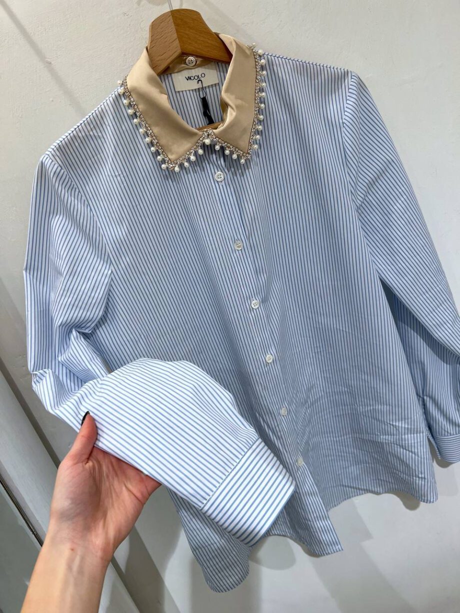 Shop Online Camicia a righe con colletto perle Vicolo