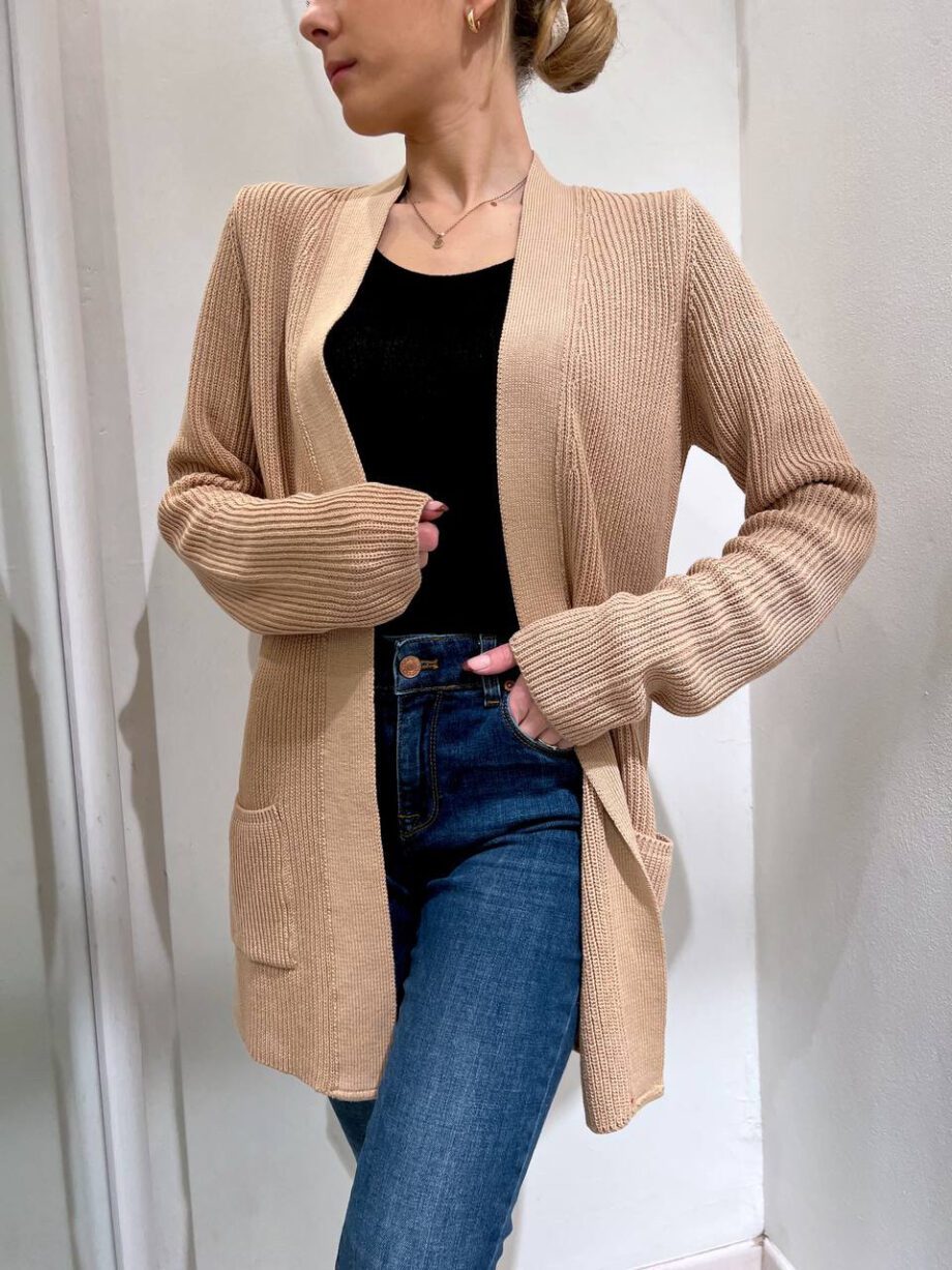 Shop Online Cardigan in maglia beige nocciola Kontatto