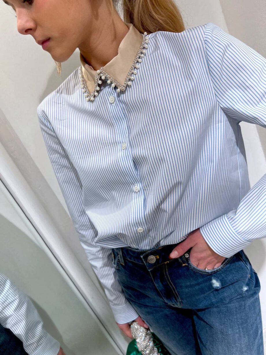 Shop Online Camicia a righe con colletto perle Vicolo