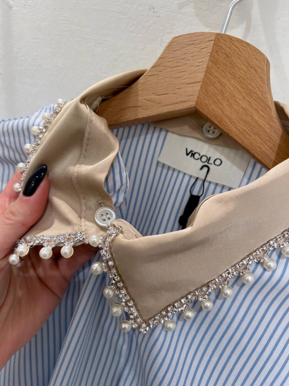 Shop Online Camicia a righe con colletto perle Vicolo