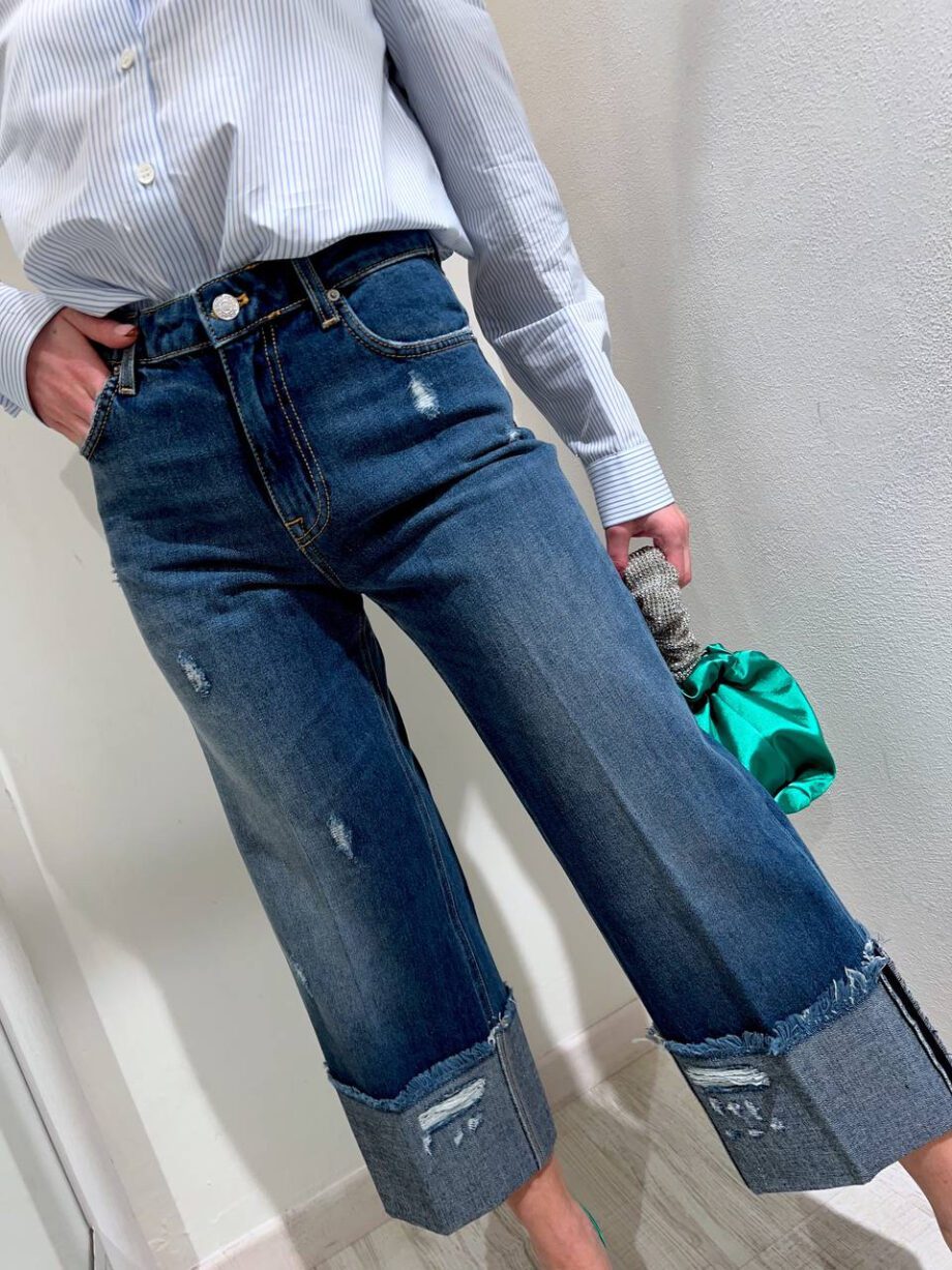 Shop Online Jeans palazzo cropped con rovescia Vicolo