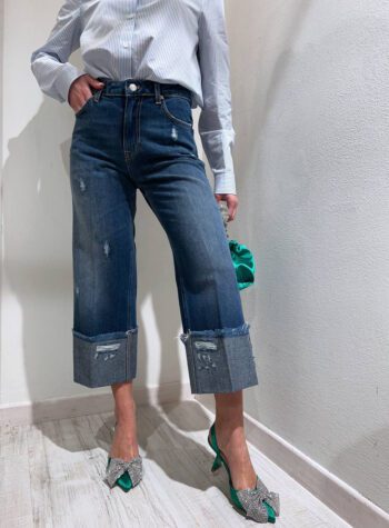Shop Online Jeans palazzo cropped con rovescia Vicolo