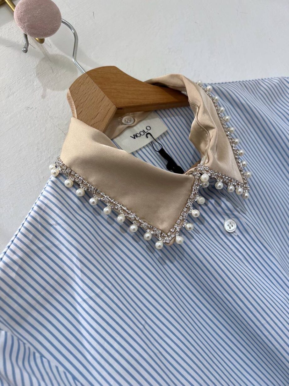 Shop Online Camicia a righe con colletto perle Vicolo