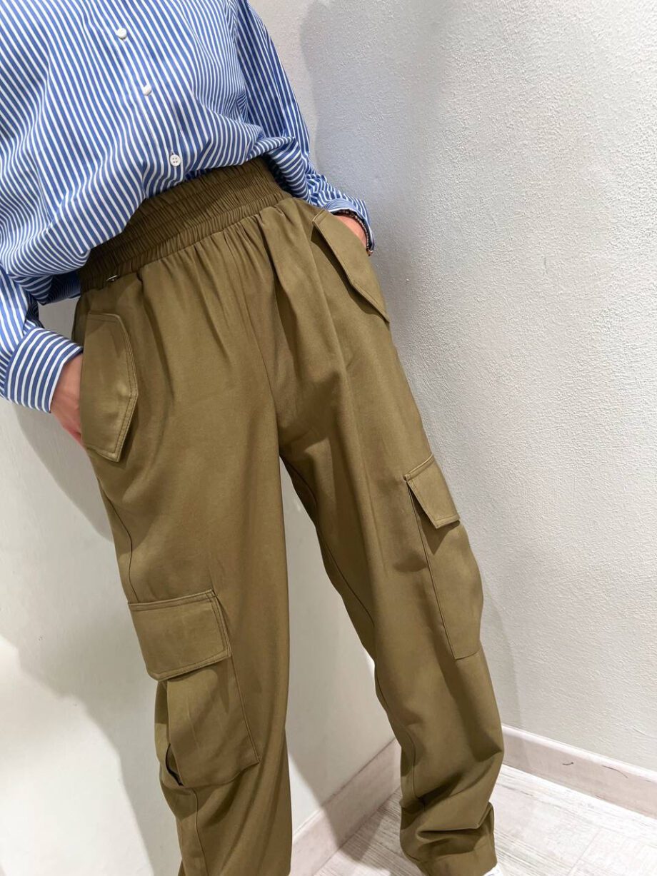 Shop Online Pantalone morbido cargo verde militare Kontatto
