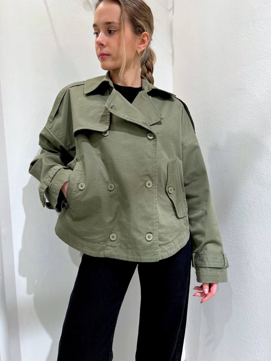 Shop Online Trench corto verde militare Vicolo