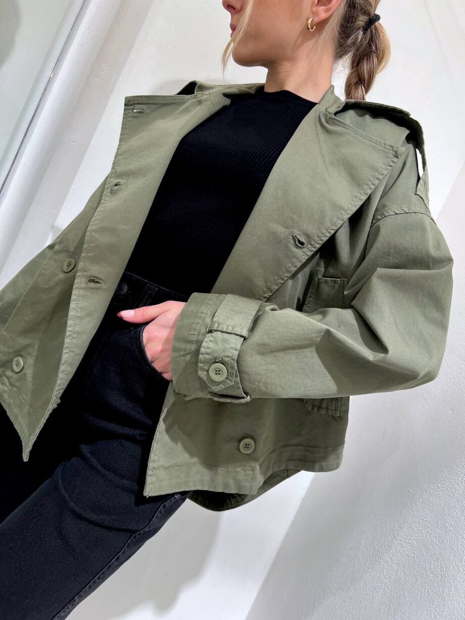 Shop Online Trench corto verde militare Vicolo