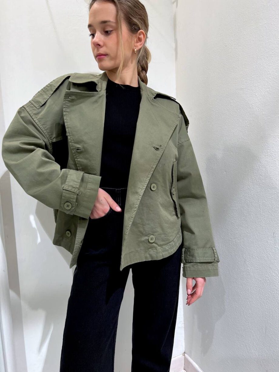 Shop Online Trench corto verde militare Vicolo