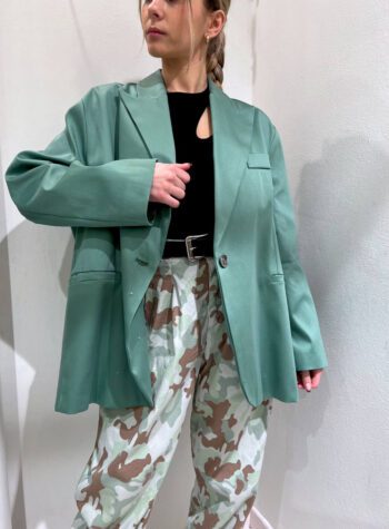 Shop Online Blazer oversize menta in cotone HaveOne