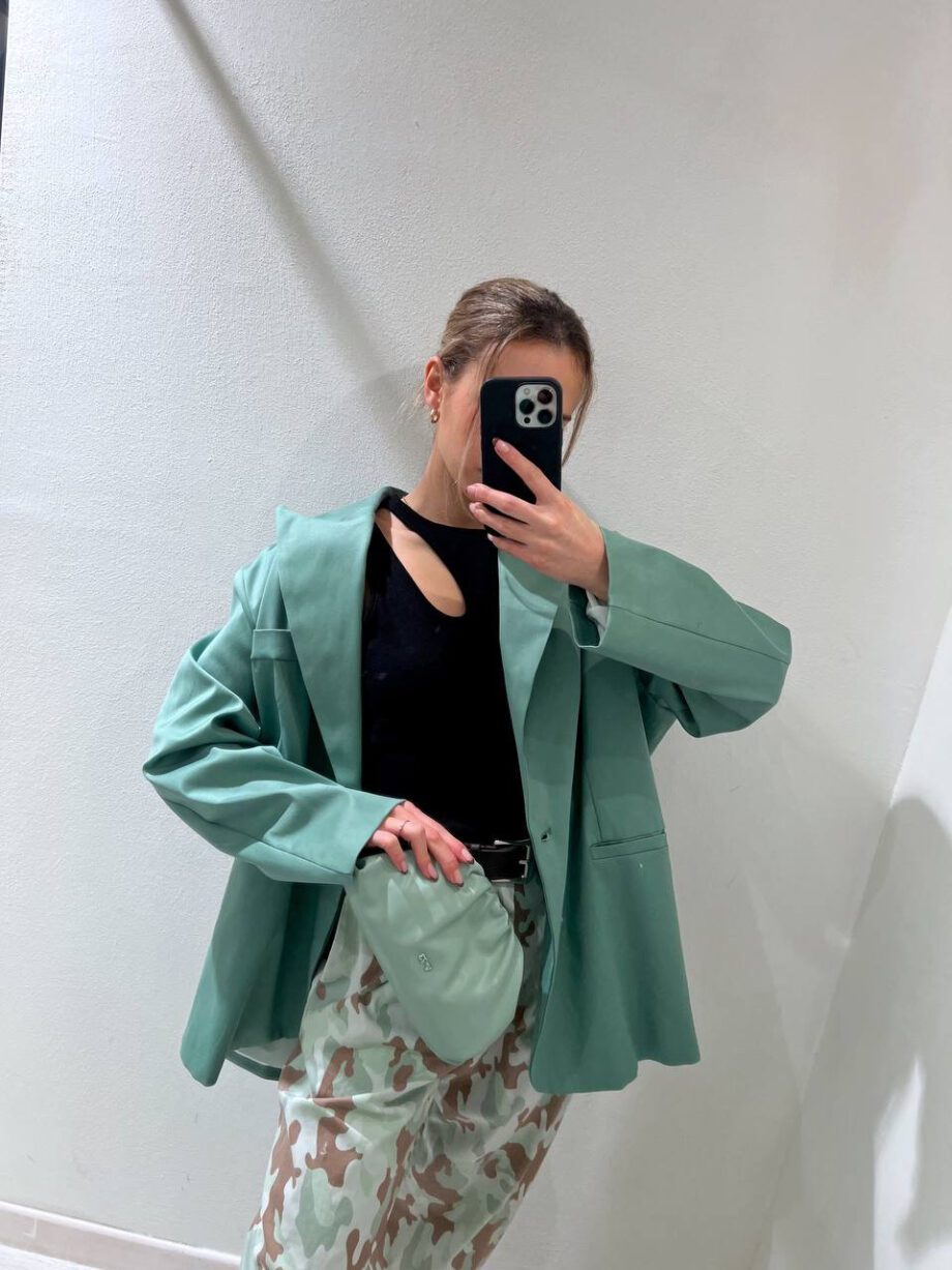 Shop Online Blazer oversize menta in cotone HaveOne