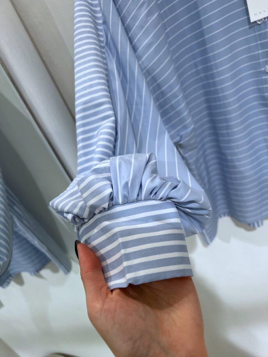Shop Online Camicia righe azzurra maniche palloncino Have One