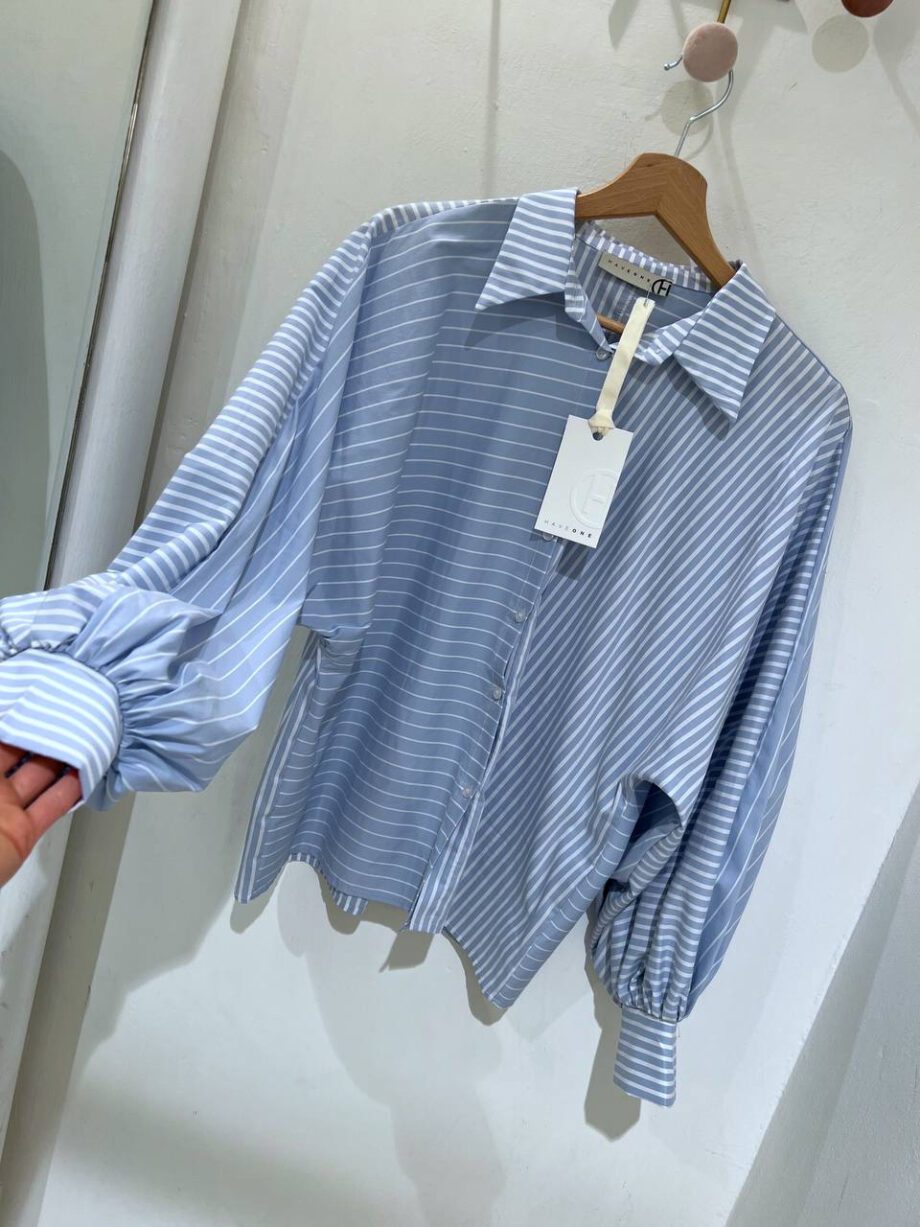 Shop Online Camicia righe azzurra maniche palloncino Have One