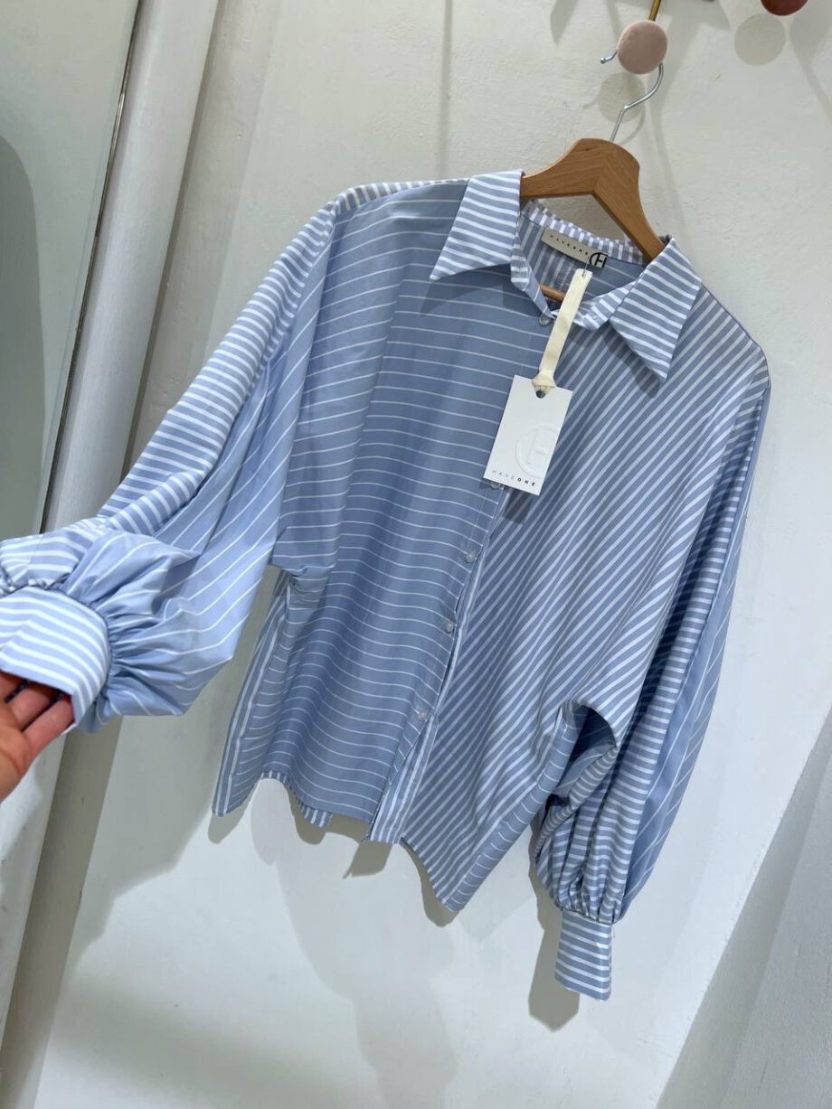 Shop Online Camicia righe azzurra maniche palloncino HaveOne