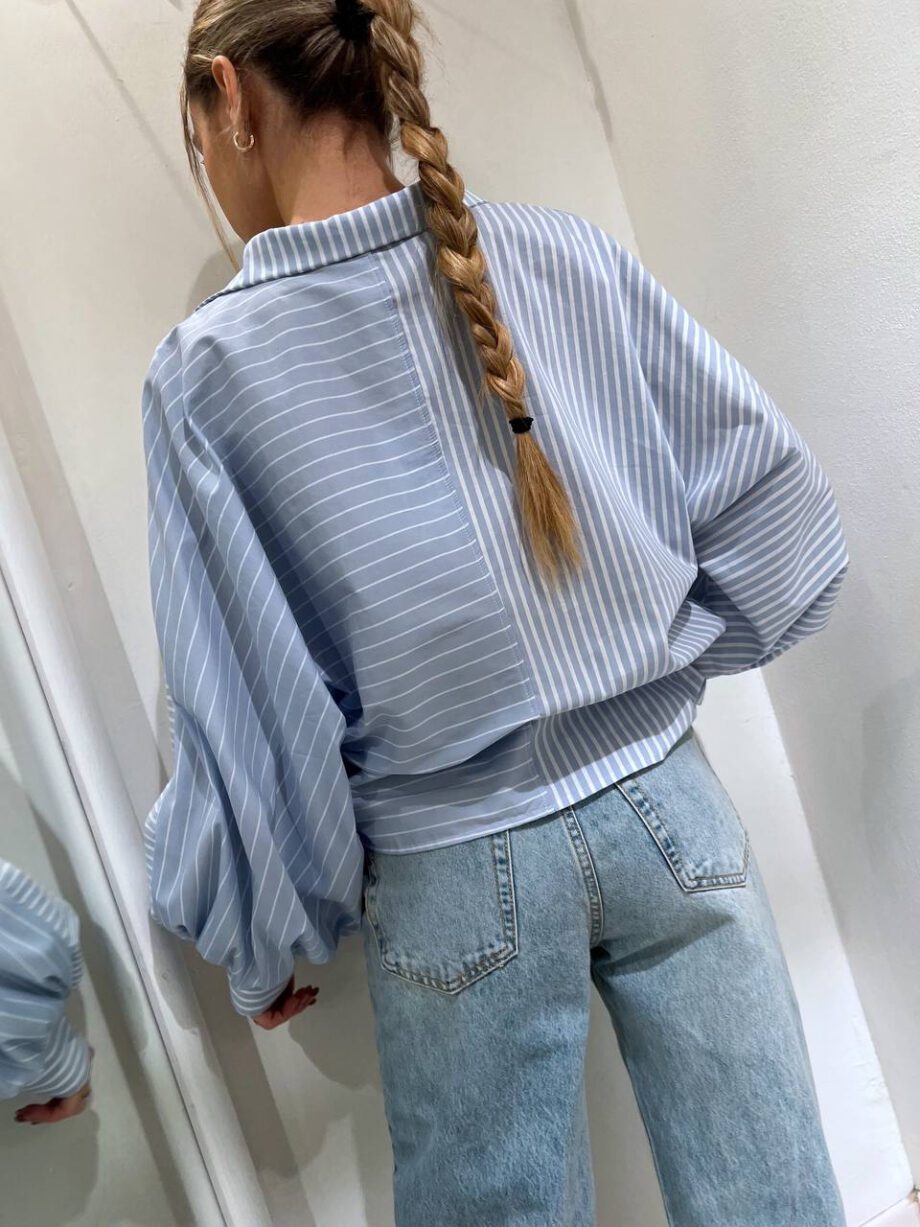 Shop Online Camicia righe azzurra maniche palloncino Have One