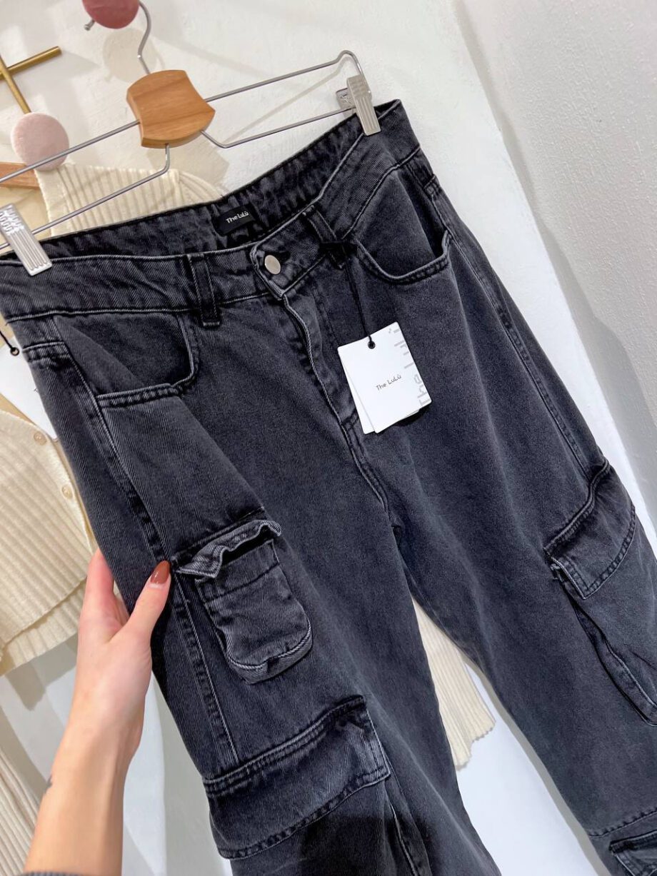 Shop Online Jeans cargo palazzo nero The Lulù