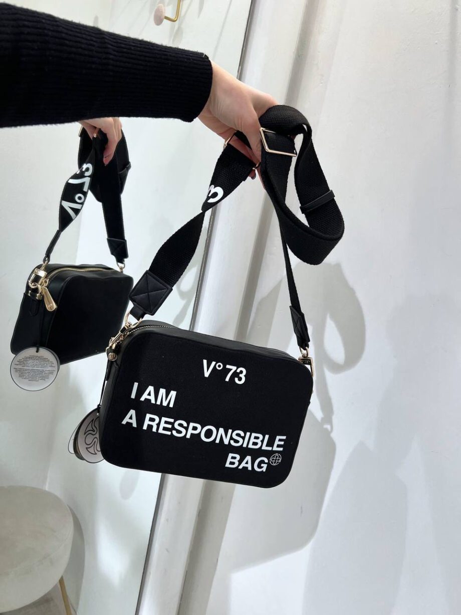 Shop Online Borsa a tracolla Responsability nera in canvas V73