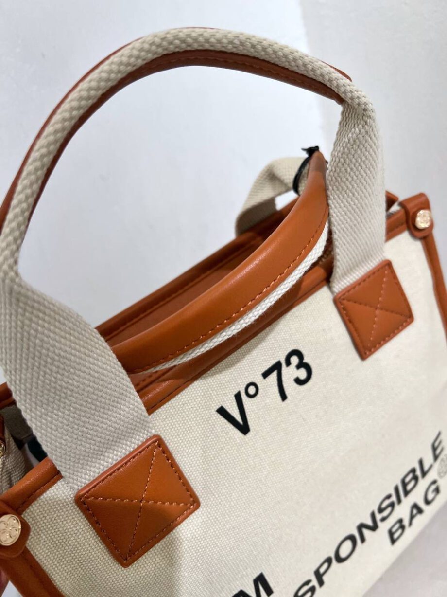 Shop Online Borsa a mano Responsability beige e cuoio in canvas V73