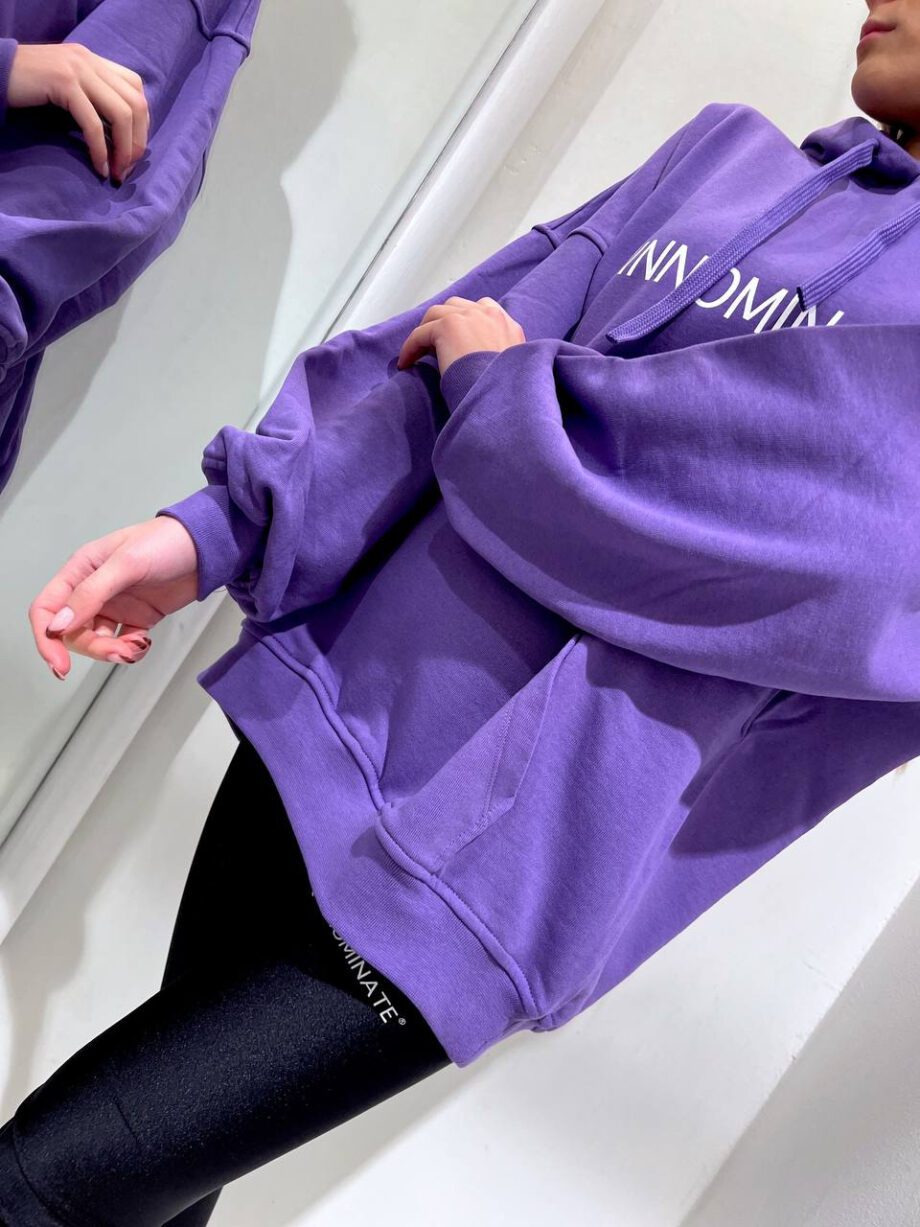 Shop Online Felpa oversize viola con cappuccio Hinnominate