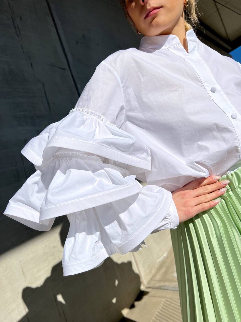 Shop Online Camicia bianca in cotone con rouches Souvenir