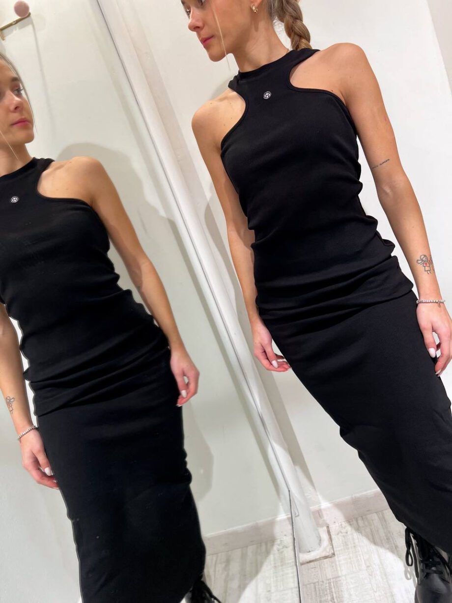 Shop Online Vestito lungo in maglia nero smanicato Have One