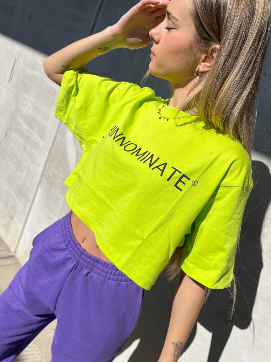 Shop Online T-shirt crop ampia lime Hinnominate