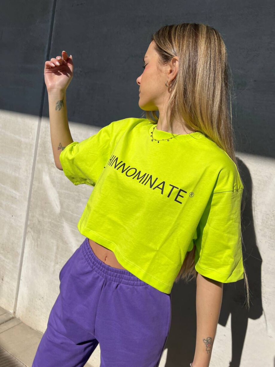 Shop Online T-shirt crop ampia lime Hinnominate