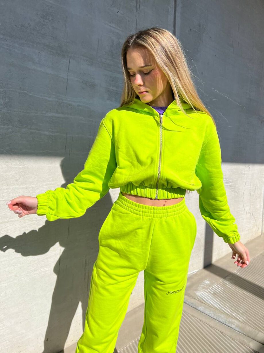 Shop Online Felpa crop lime con zip Hinnominate