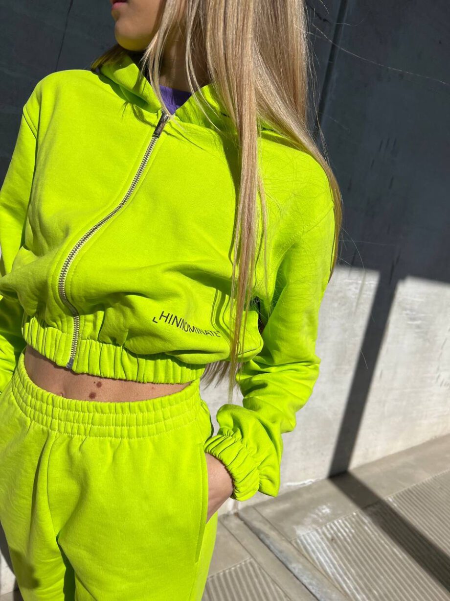 Shop Online Felpa crop lime con zip Hinnominate