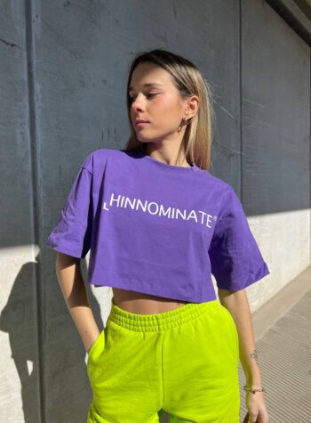 Shop Online T-shirt crop ampia viola Hinnominate