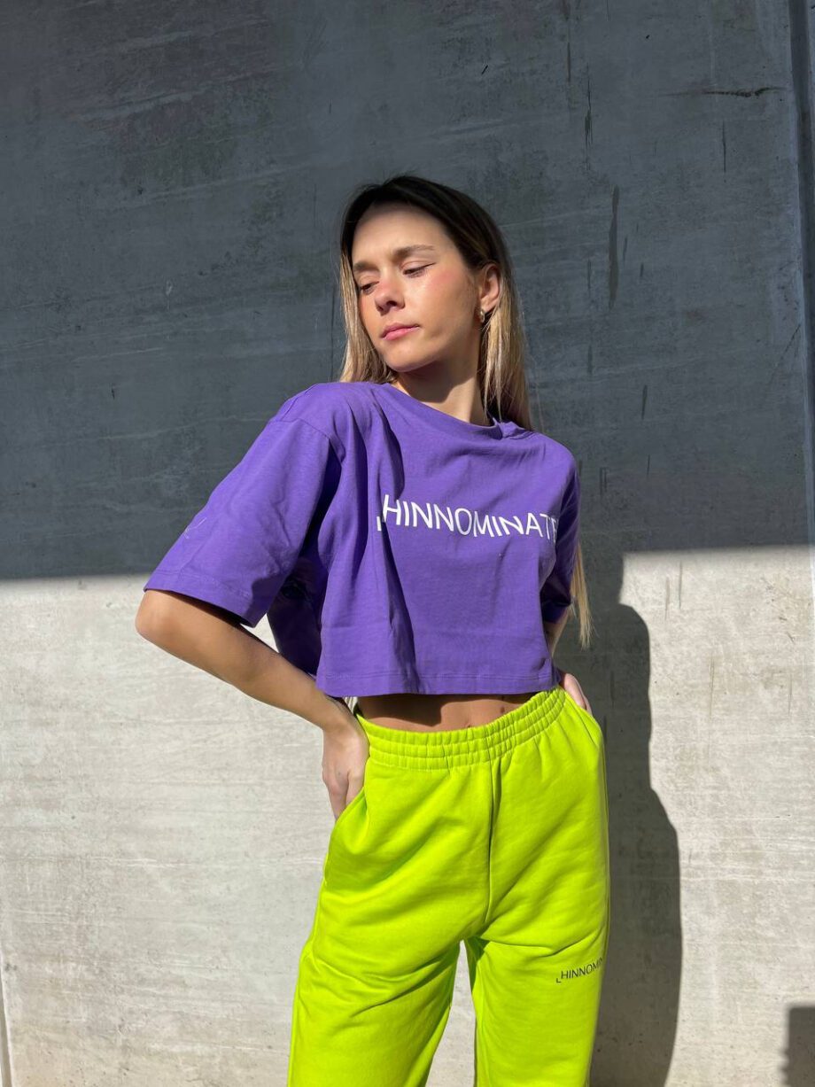 Shop Online T-shirt crop ampia viola Hinnominate