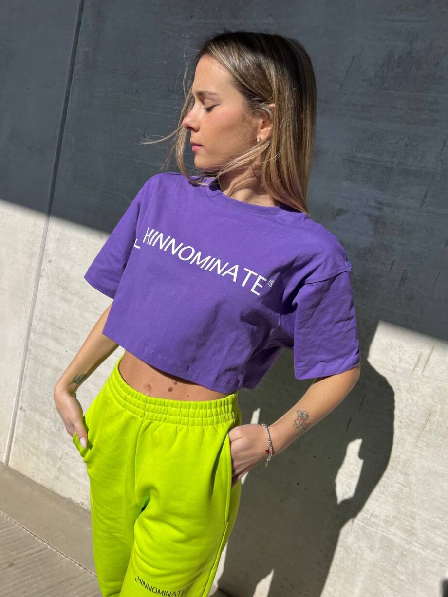 Shop Online T-shirt crop ampia viola Hinnominate