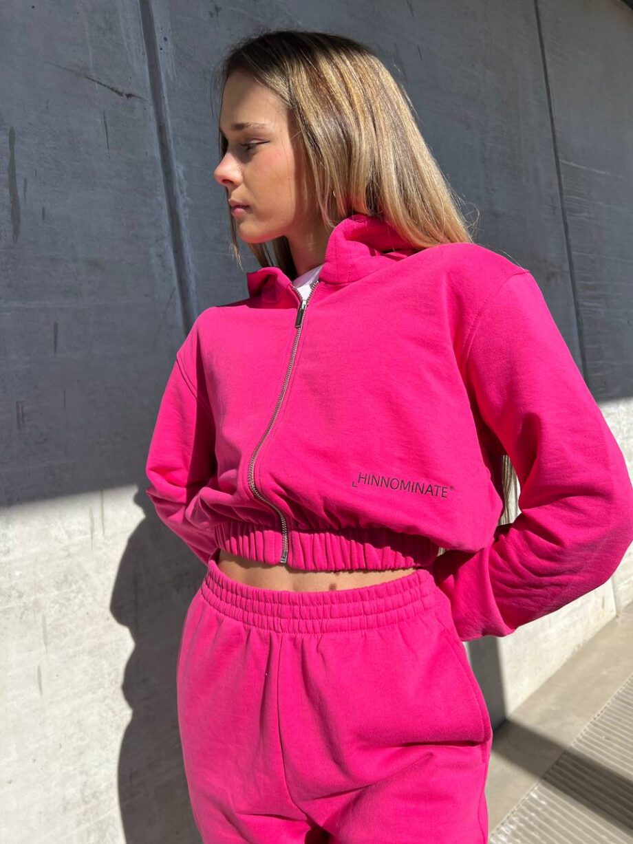 Shop Online Felpa crop fucsia con zip Hinnominate