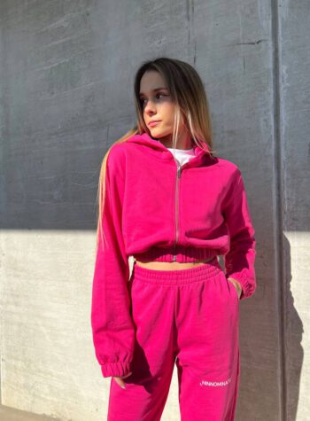 Shop Online Felpa crop fucsia con zip Hinnominate