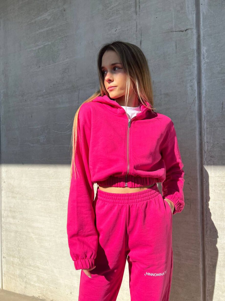 Shop Online Felpa crop fucsia con zip Hinnominate