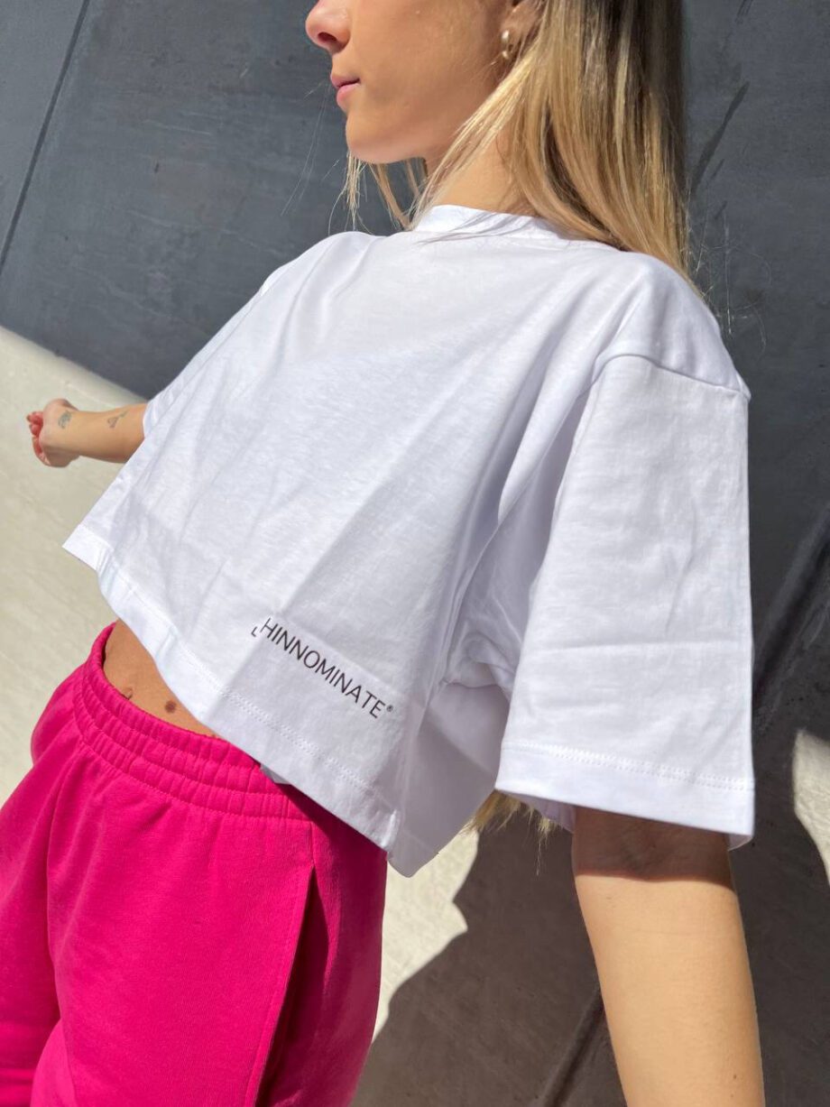 Shop Online T-shirt crop ampia bianca Hinnominate