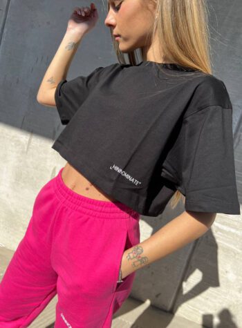 Shop Online T-shirt crop ampia nera Hinnominate