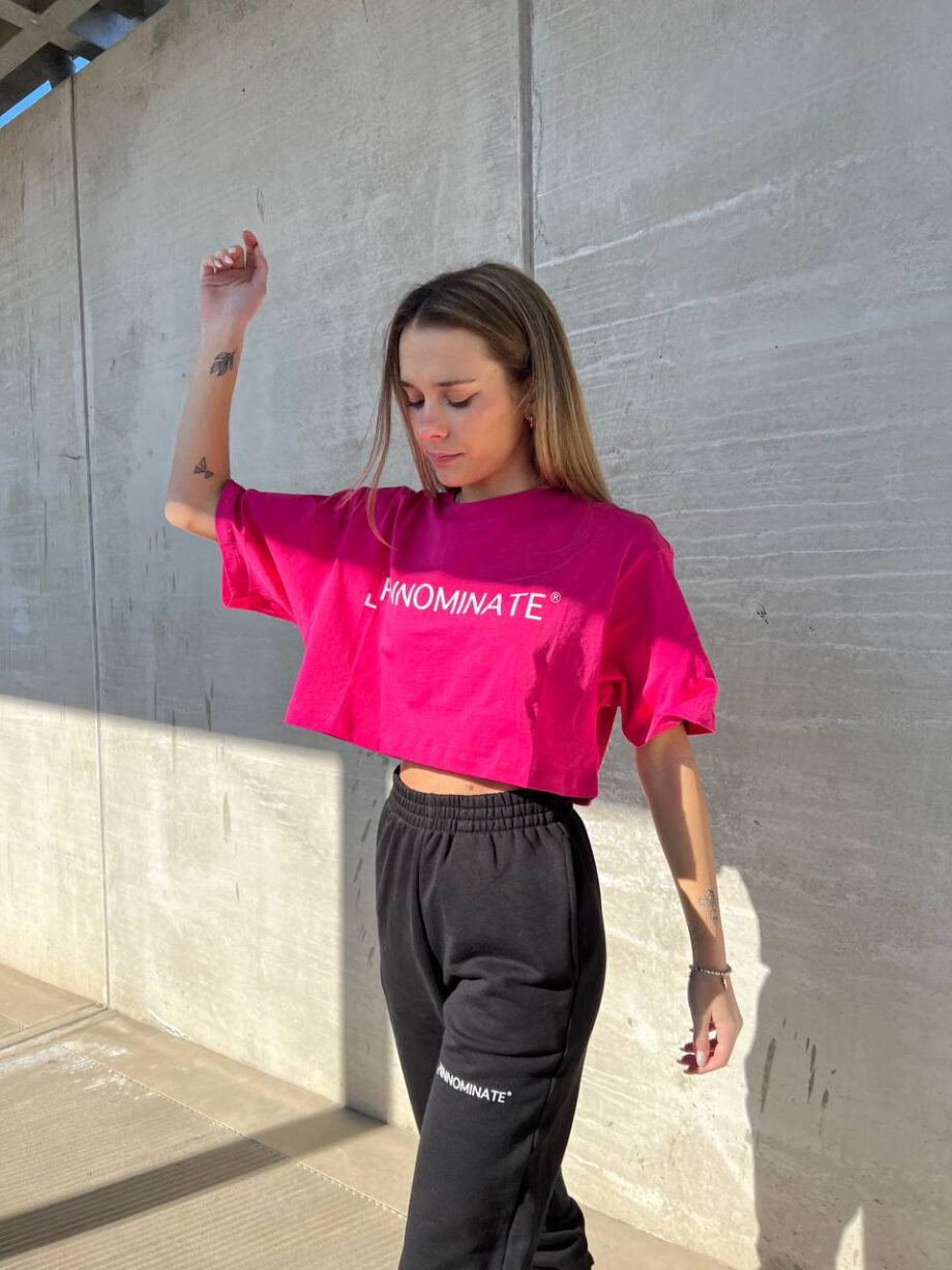 Shop Online T-shirt crop ampia fucsia Hinnominate