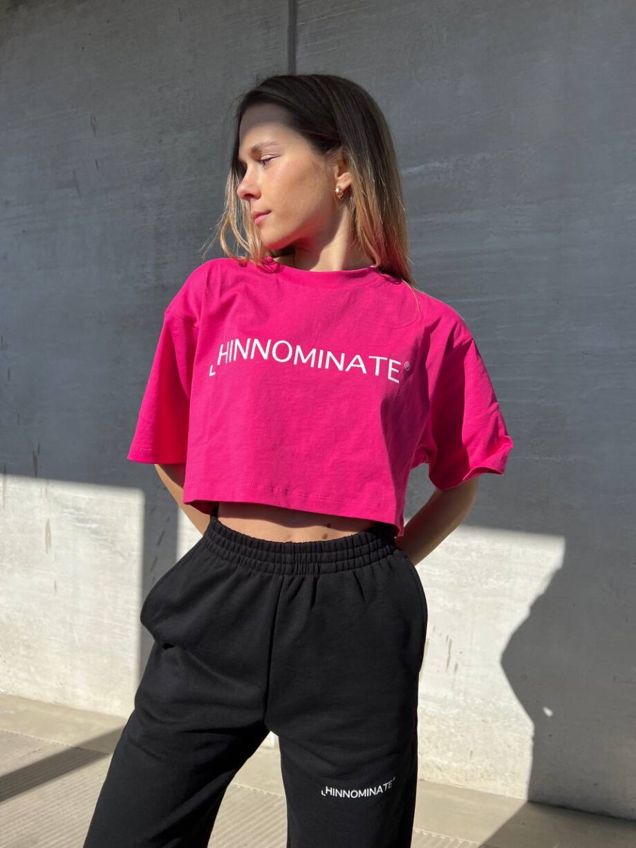 Shop Online T-shirt crop ampia fucsia Hinnominate