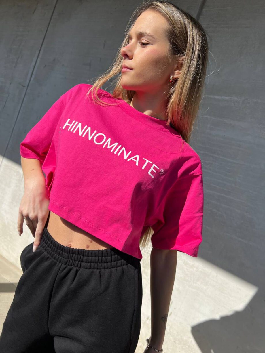 Shop Online T-shirt crop ampia fucsia Hinnominate