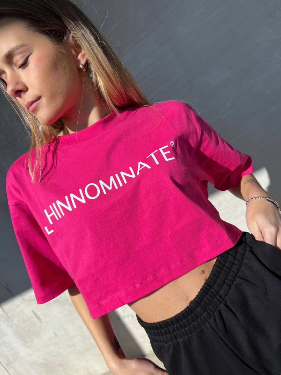 Shop Online T-shirt crop ampia fucsia Hinnominate