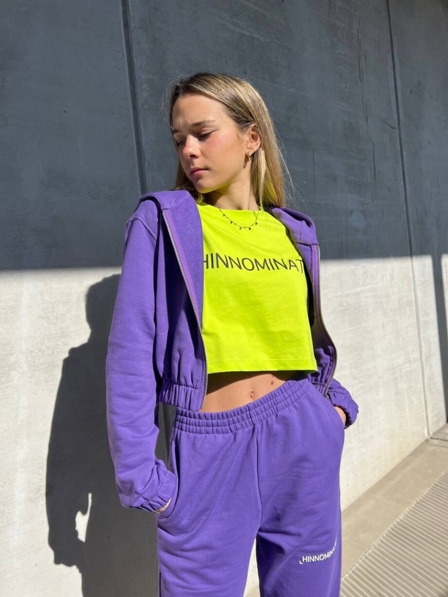 Shop Online Felpa crop viola con zip Hinnominate