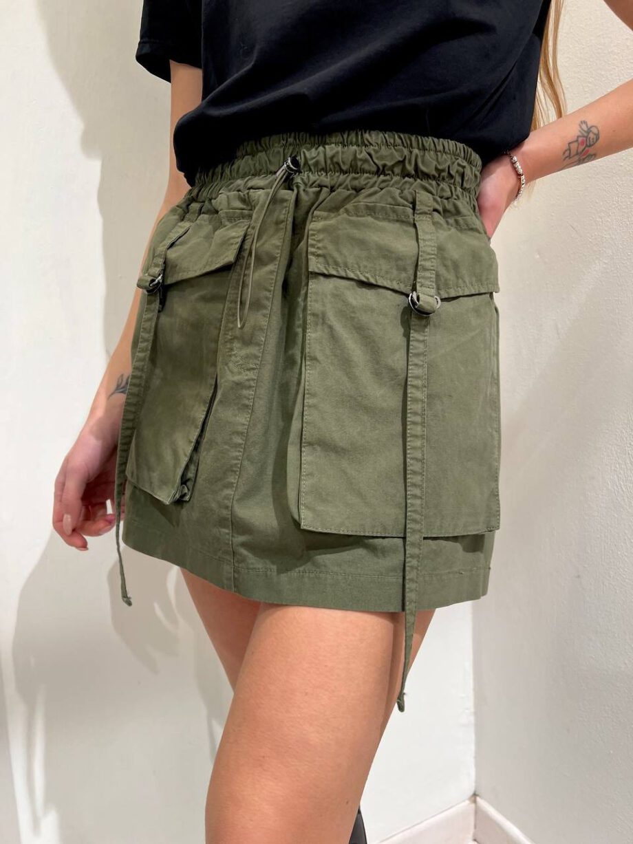 Shop Online Minigonna verde militare in cotone Vicolo