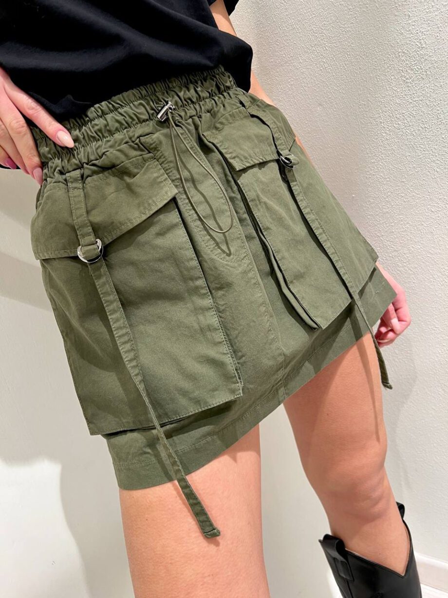 Shop Online Minigonna verde militare in cotone Vicolo