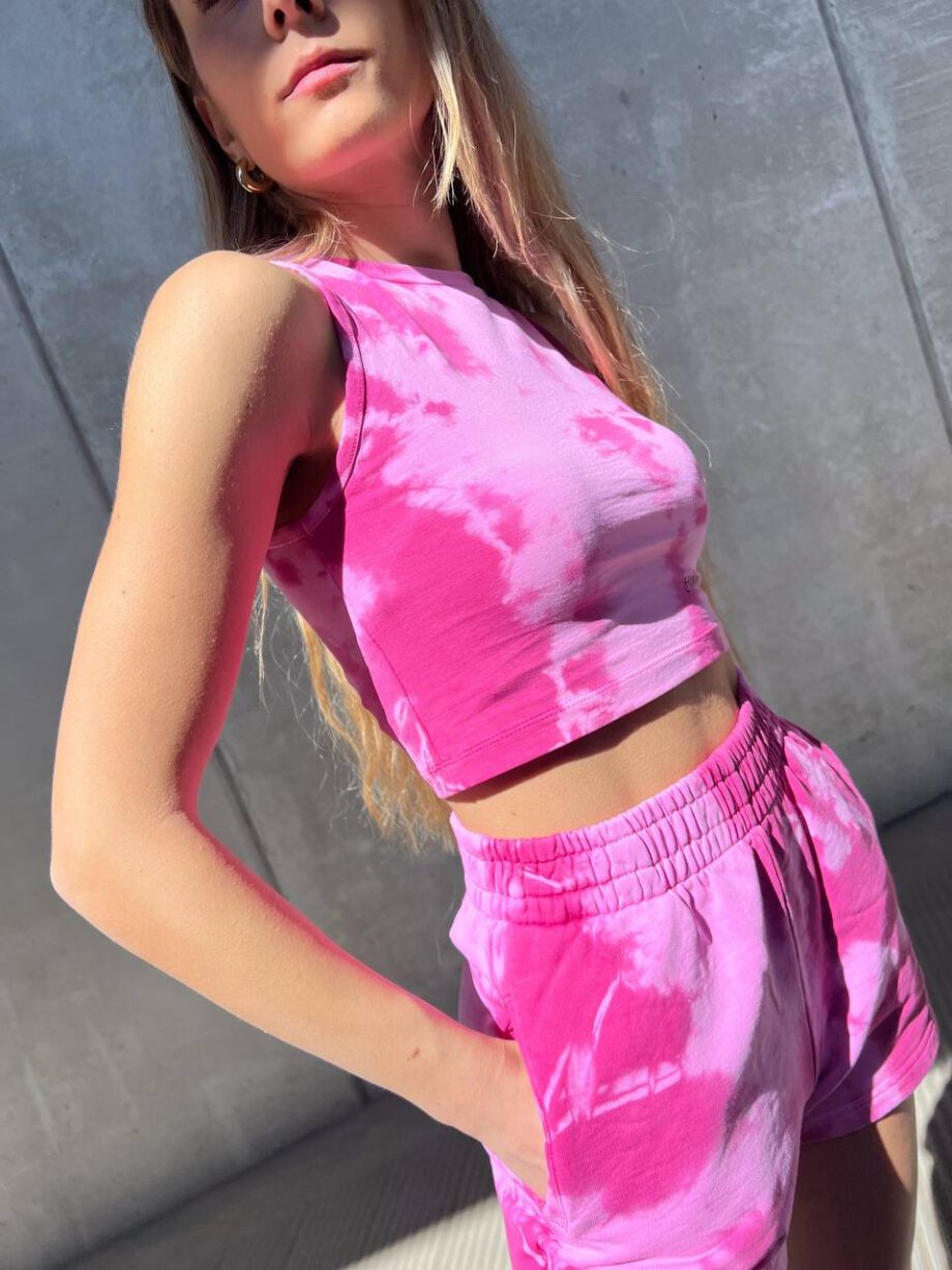 Shop Online Top crop smanicato tie dye rosa Hinnominate