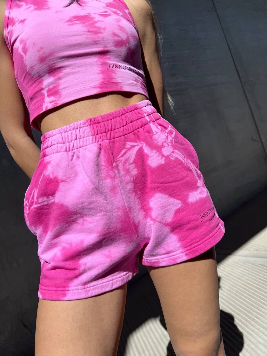 Shop Online Short in felpa tie dye rosa Hinnominate