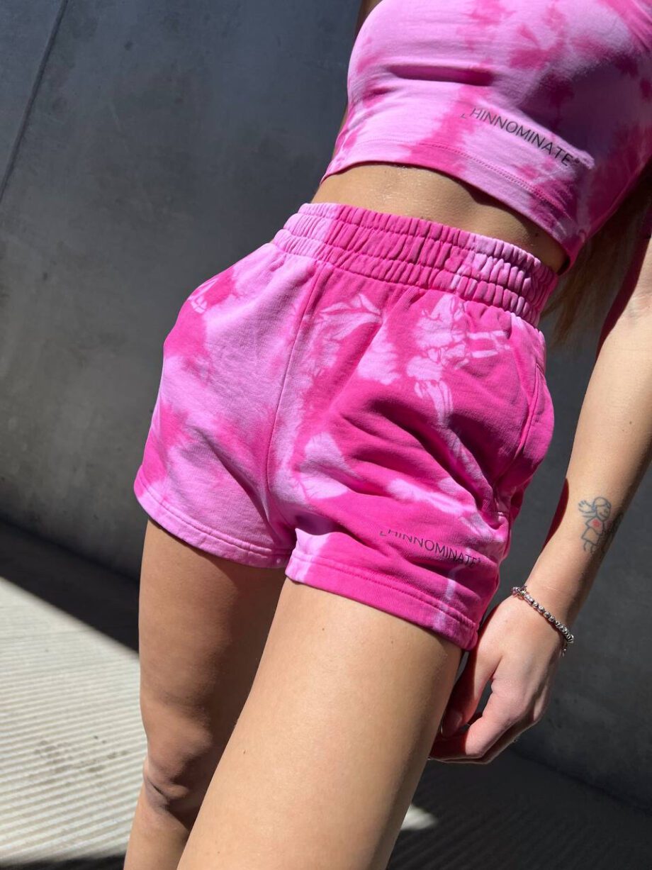 Shop Online Short in felpa tie dye rosa Hinnominate