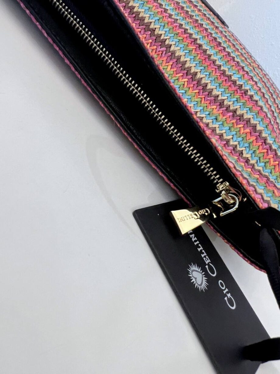 Shop Online Pochette Claudia stripe rosa in rafia Gio Cellini