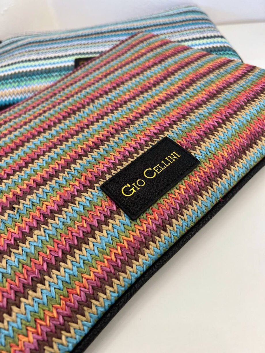 Shop Online Pochette Claudia stripe rosa in rafia Gio Cellini