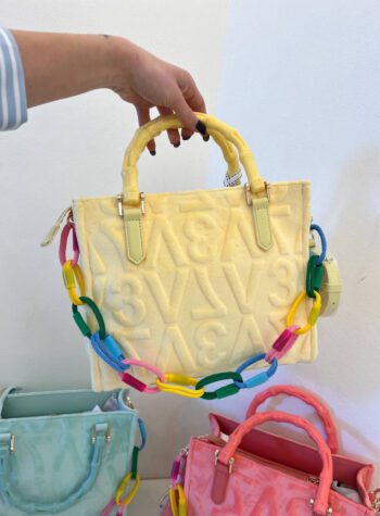 Shop Online Borsa shopper Luna in ciniglia giallo limone V73