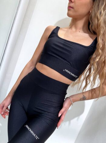 Shop Online Top crop sportivo nero in lycra Hinnominate