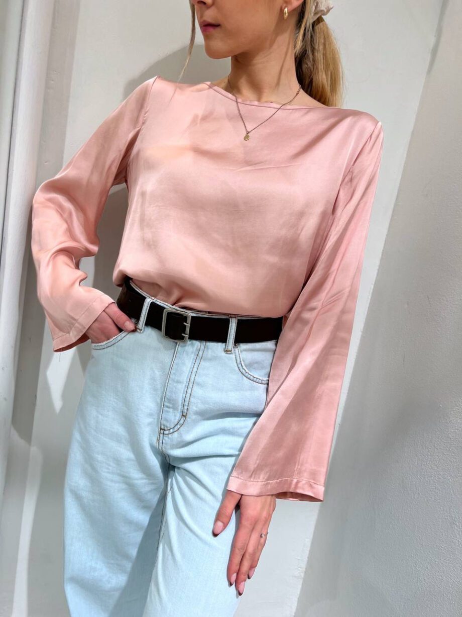 Shop Online Blusa girocollo in raso rosa Souvenir